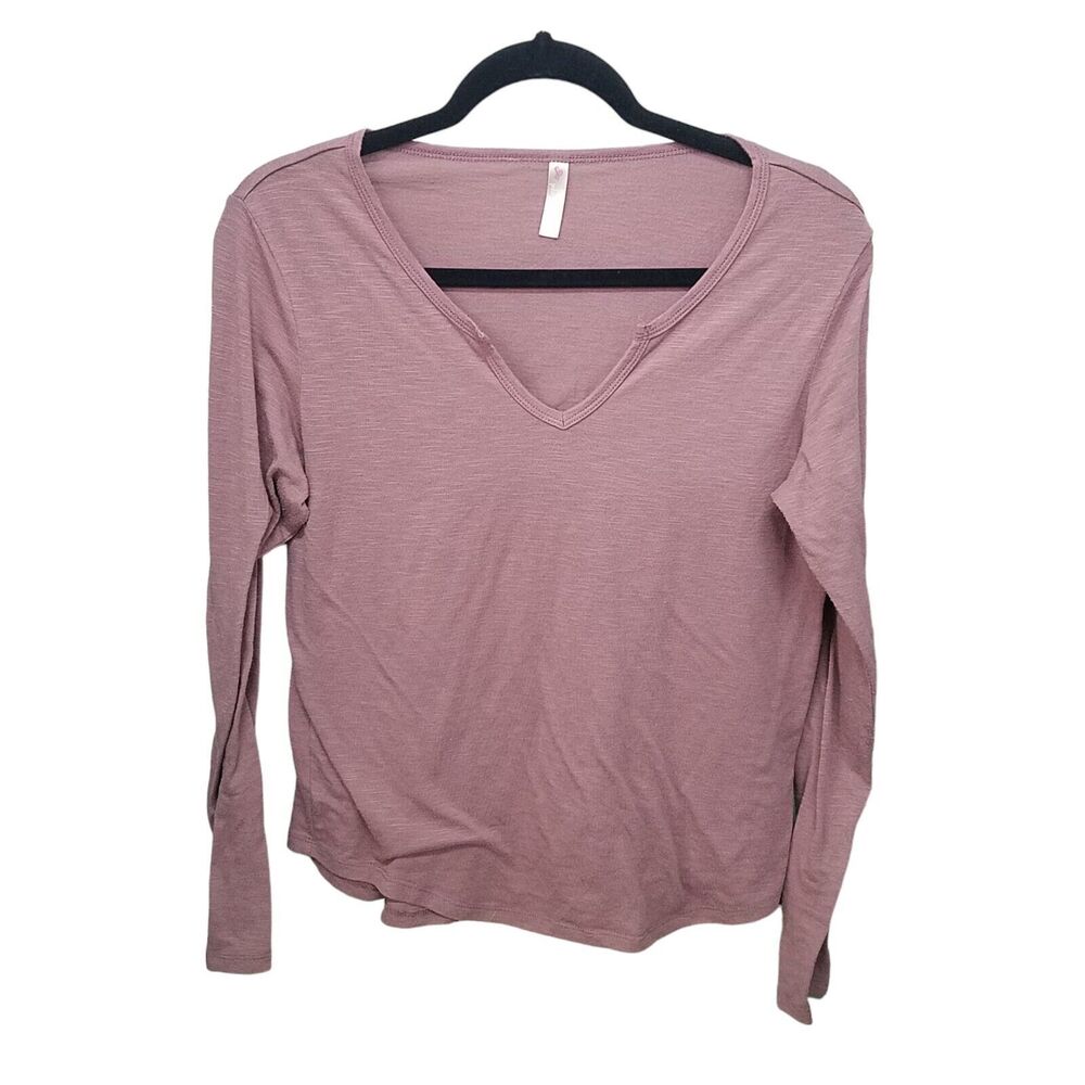 Simple Pleasures Womens Sz M Purple Solid Long Sleeve Shirt